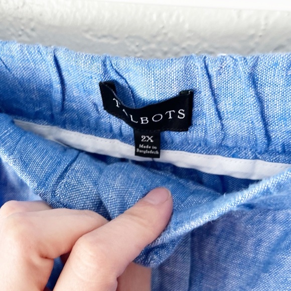 Talbots Pants Women's 2X Nantucket Washed Linen Wide Leg Cross Cye NWT - Picture 4 of 6